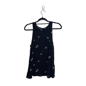 Old Navy Black & White Floral Print High Neck Swing Tank Top Medium Women’s